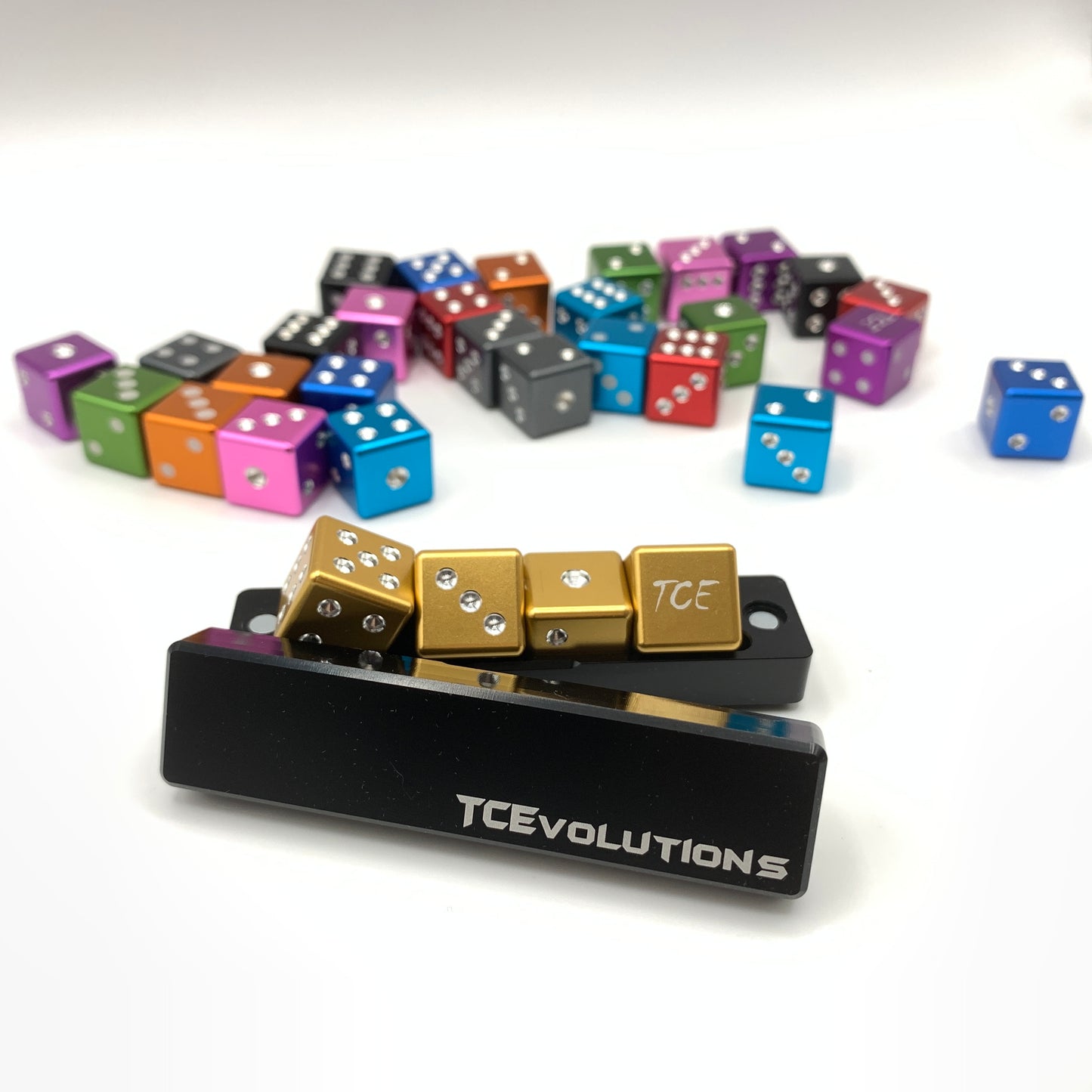 CNC Machine Cut Aluminum Drilled D6 Dice Set w/Case
