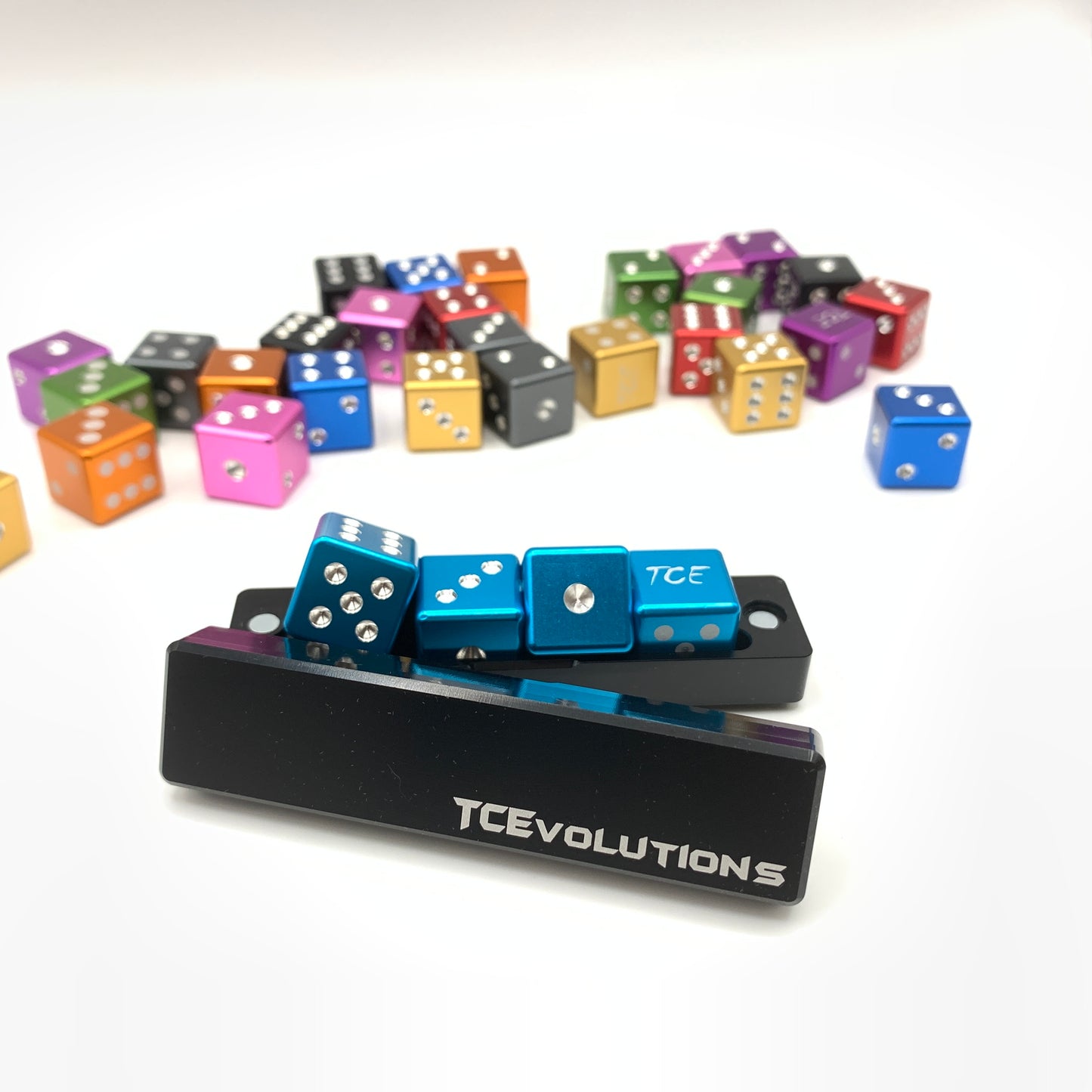 CNC Machine Cut Aluminum Drilled D6 Dice Set w/Case