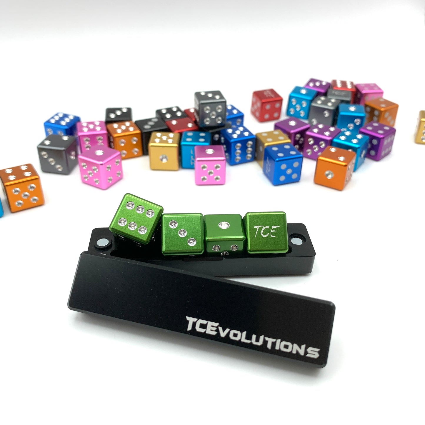 CNC Machine Cut Aluminum Drilled D6 Dice Set w/Case