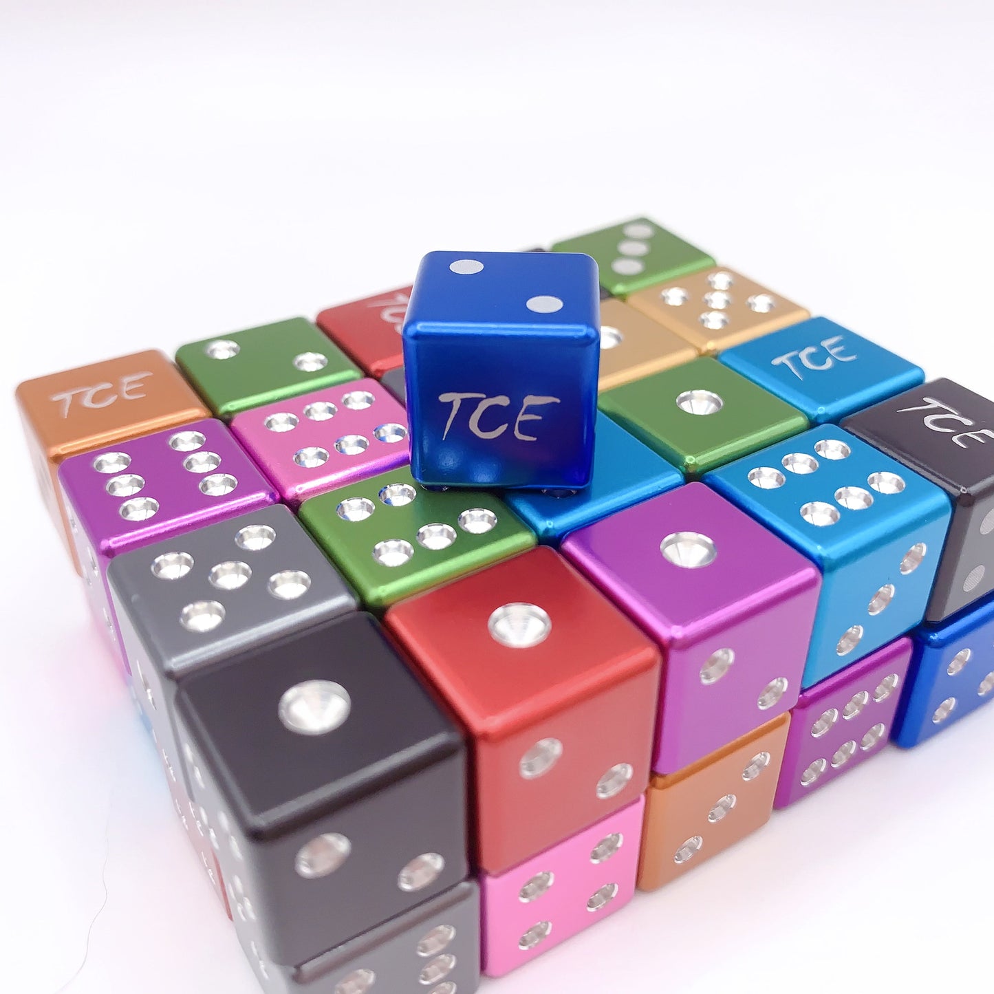 CNC Machine cut Drilled Aluminum D6 Dice Set