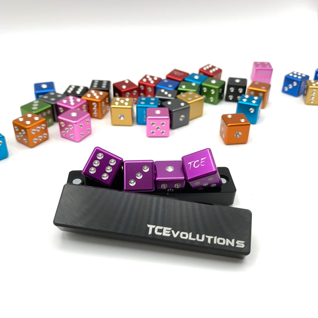 CNC Machine Cut Aluminum Drilled D6 Dice Set w/Case