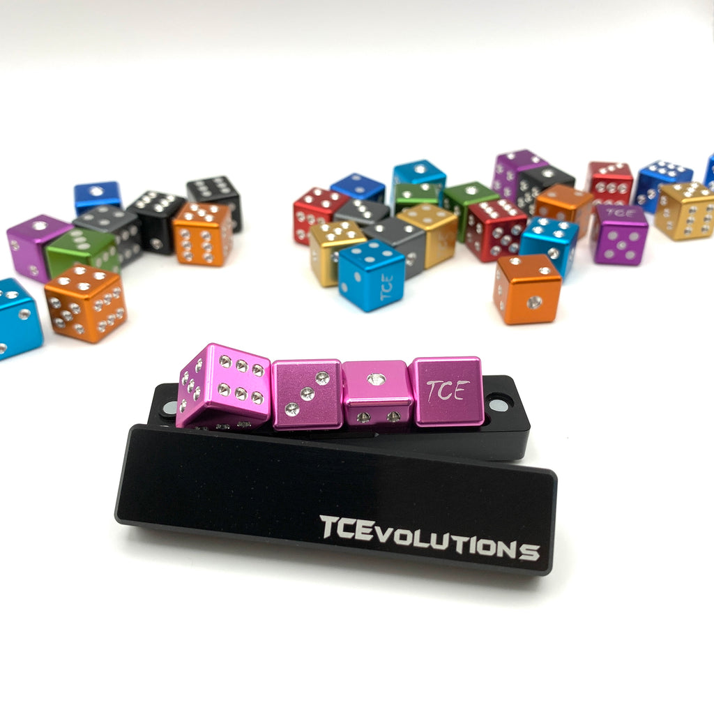 CNC Machine Cut Aluminum Drilled D6 Dice Set w/Case