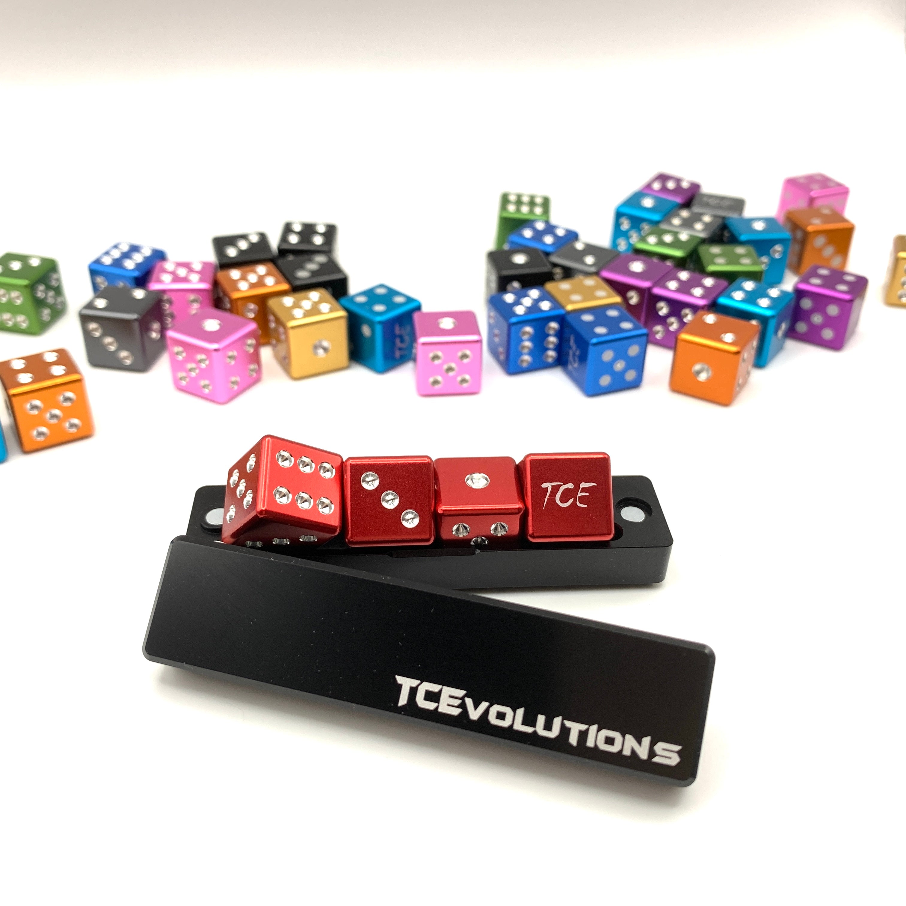 CNC Machine Cut Aluminum Drilled D6 Dice Set w/Case