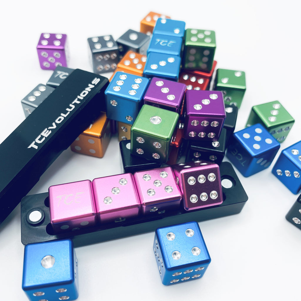 CNC Machine Cut Aluminum Drilled D6 Dice Set w/Case