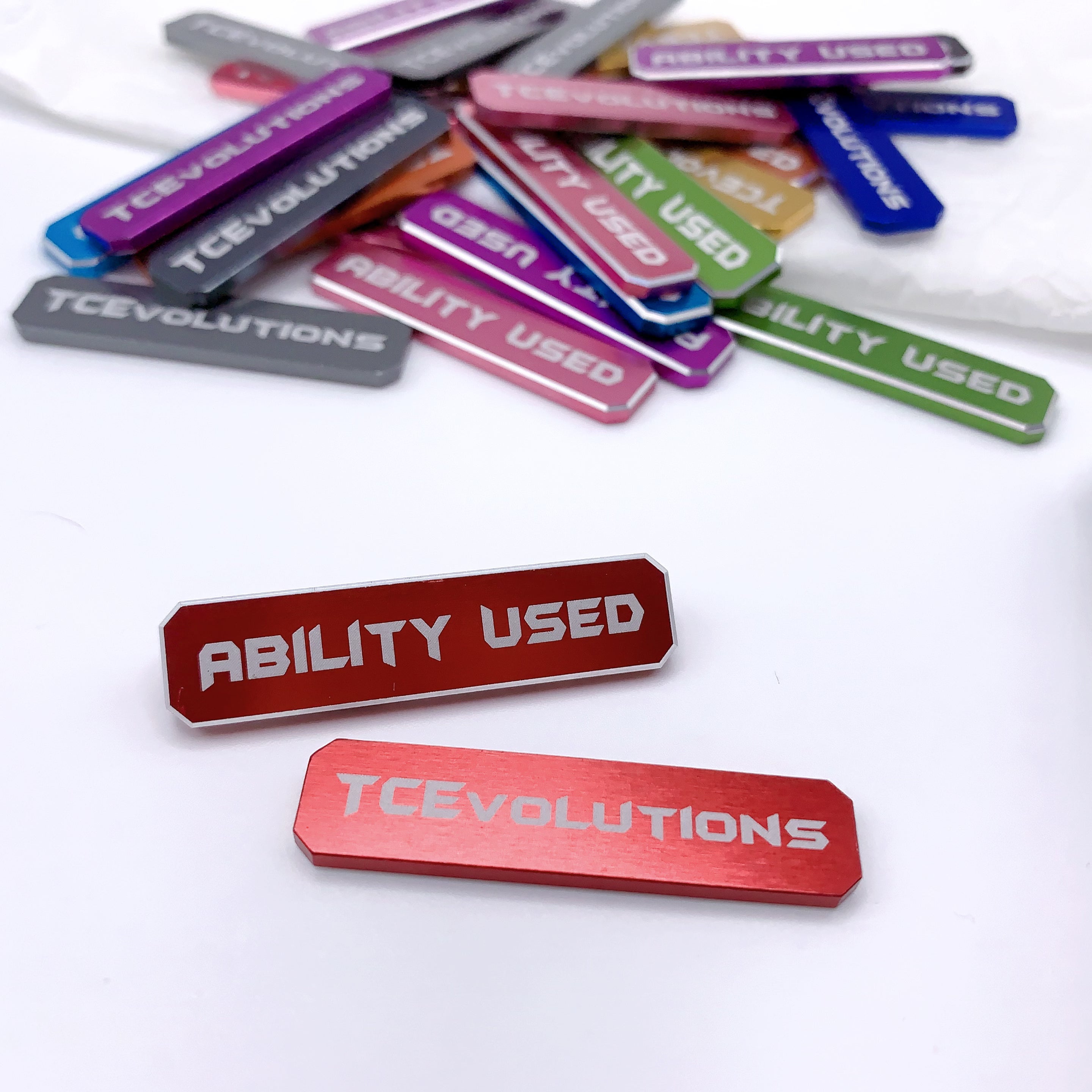 Classic Machine Cut Aluminum Metal "Ability Used" Markers (2 pcs)