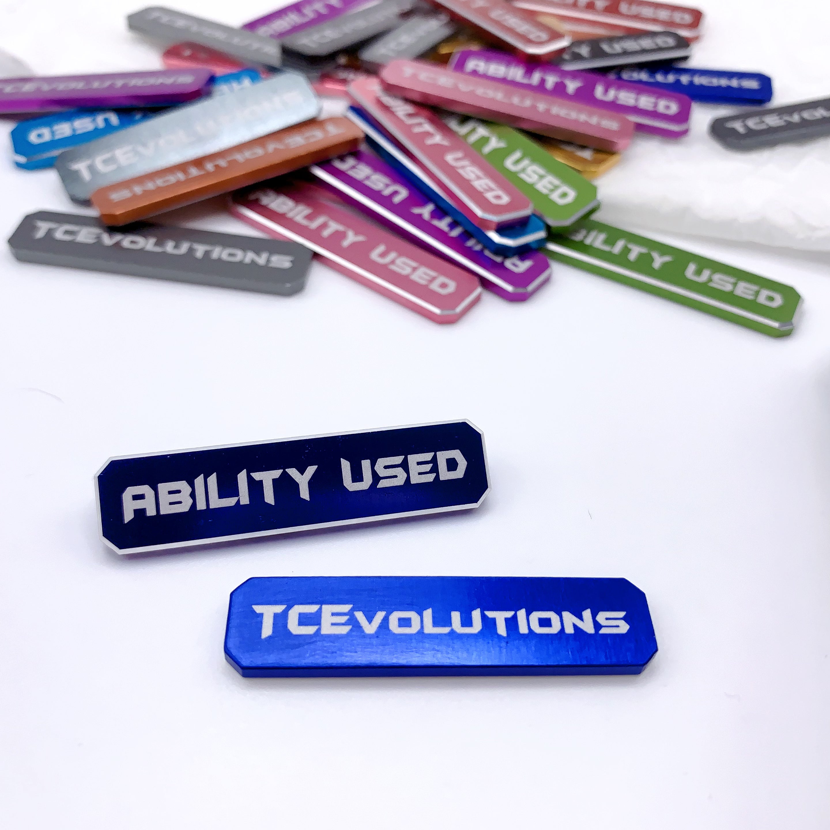 Classic Machine Cut Aluminum Metal "Ability Used" Markers (2 pcs)