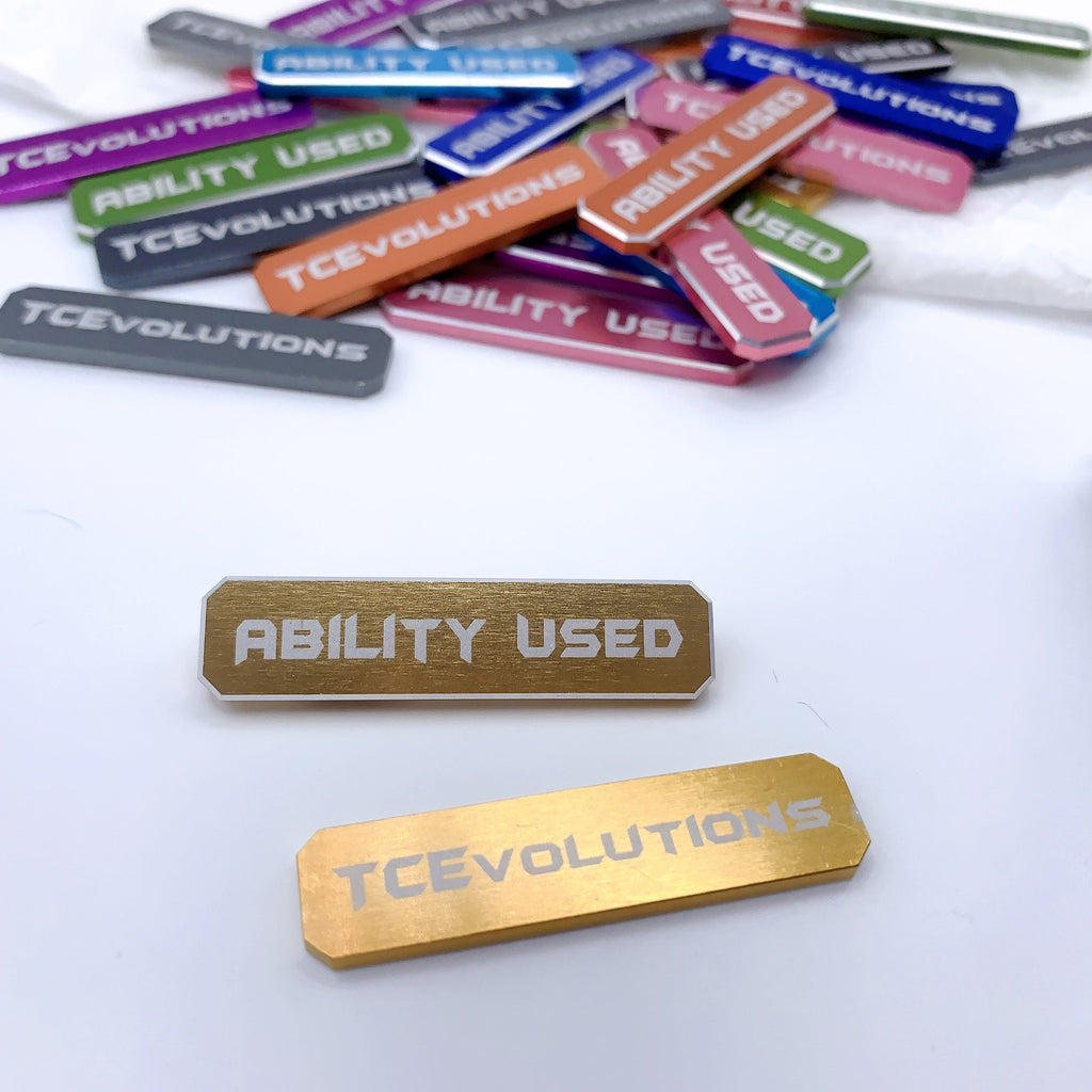 Classic Machine Cut Aluminum Metal "Ability Used" Markers (2 pcs)