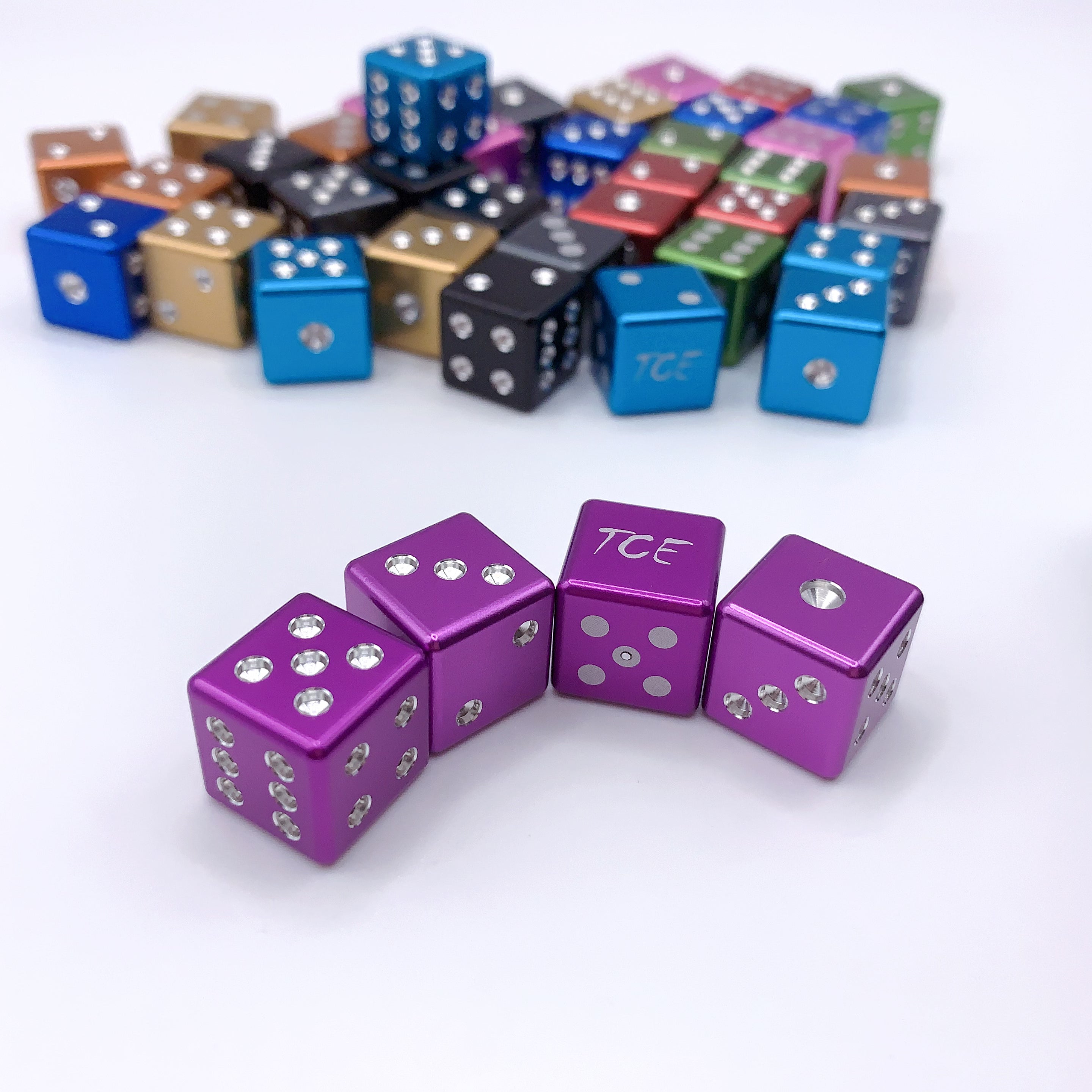 Machine cut Drilled Aluminum Metal D6 Dice Set 4pcs
