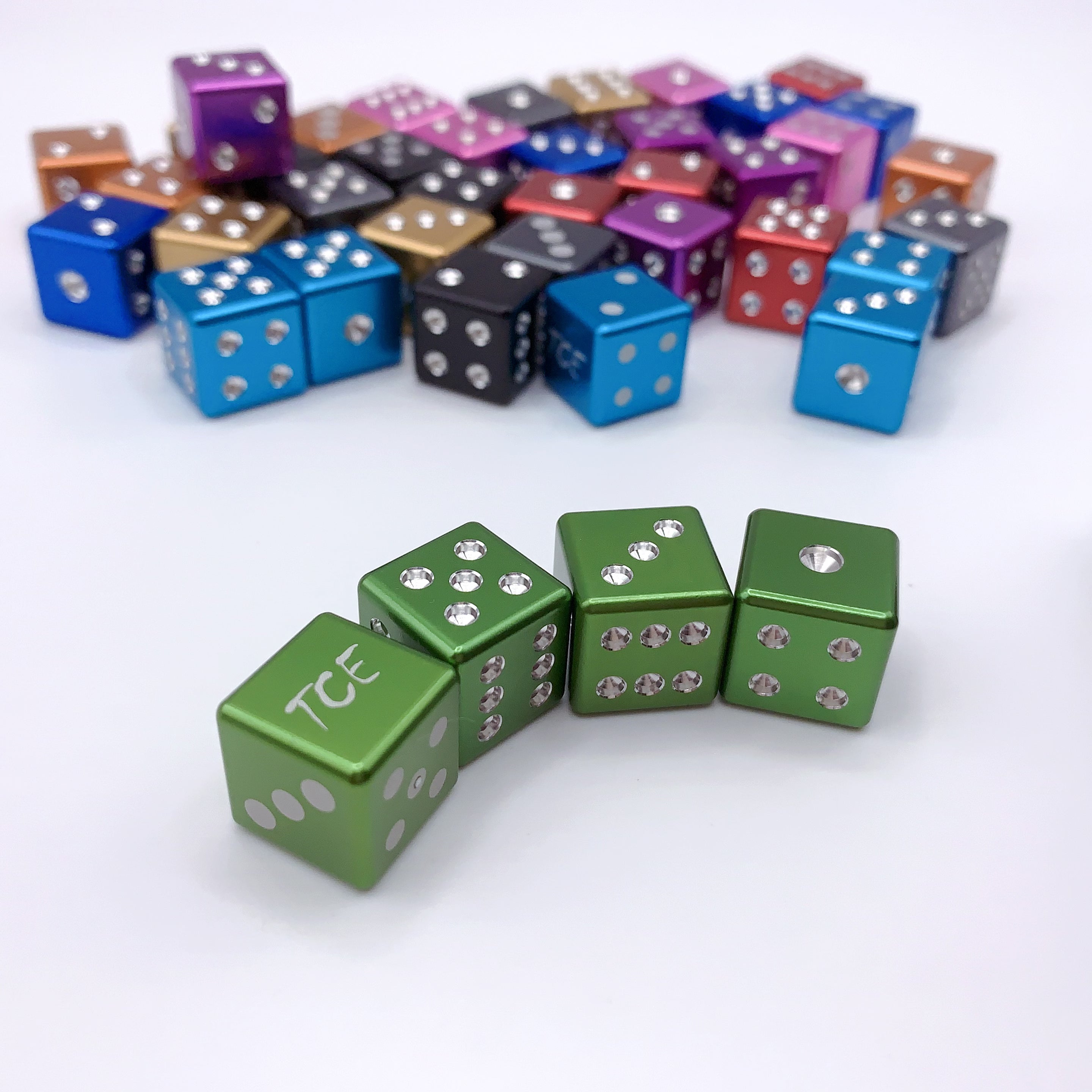 Machine cut Drilled Aluminum Metal D6 Dice Set 4pcs