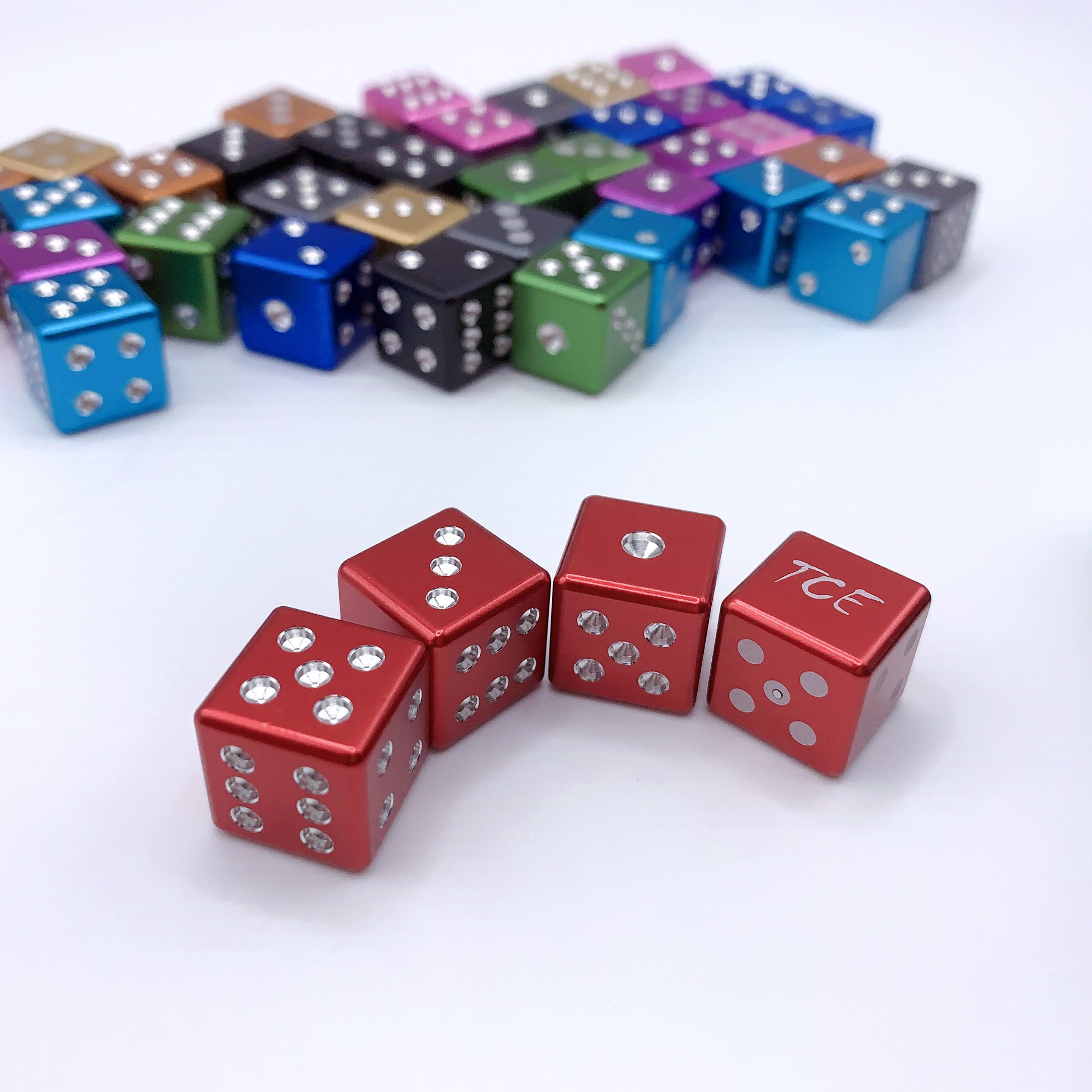 Machine cut Drilled Aluminum Metal D6 Dice Set 4pcs