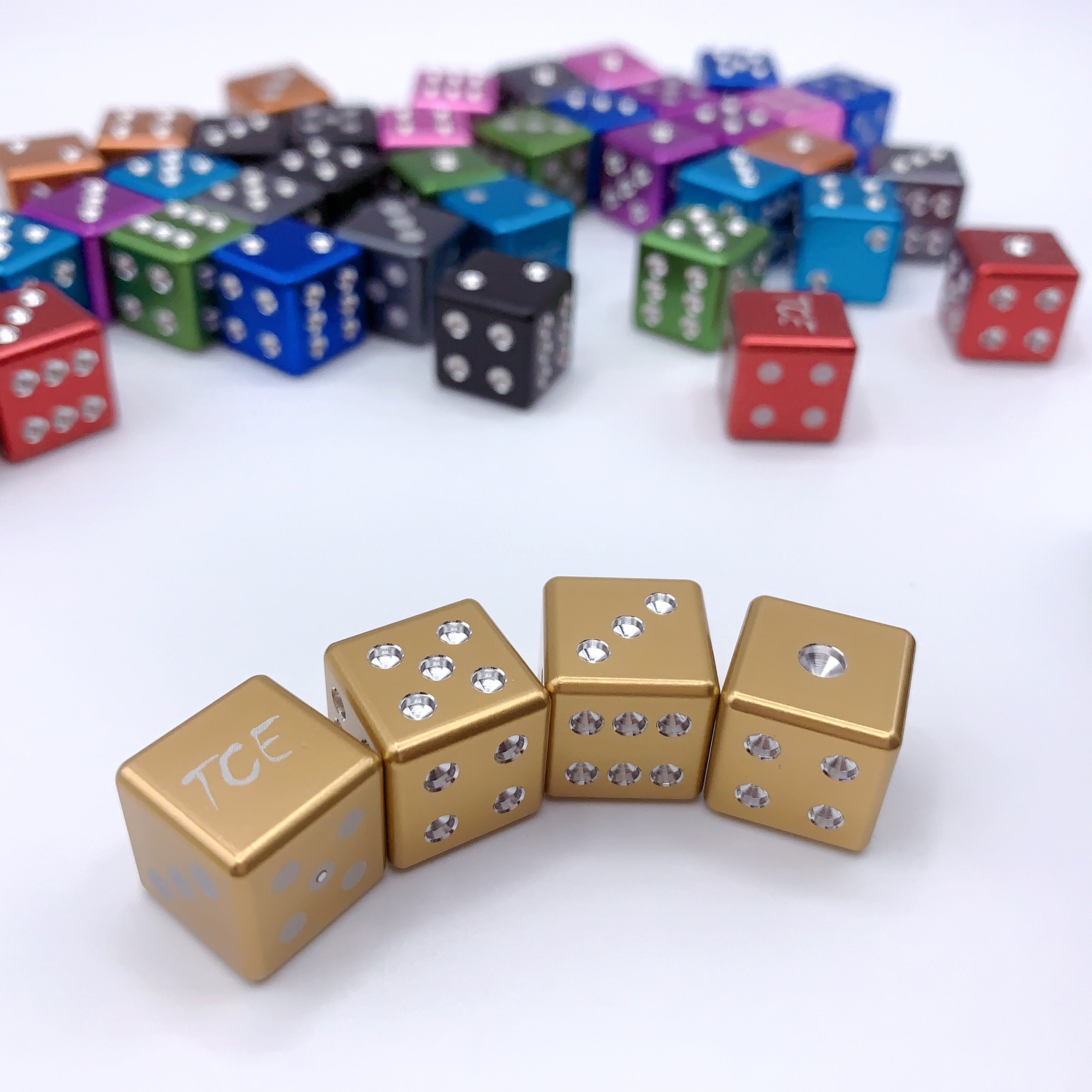 Machine cut Drilled Aluminum Metal D6 Dice Set 4pcs