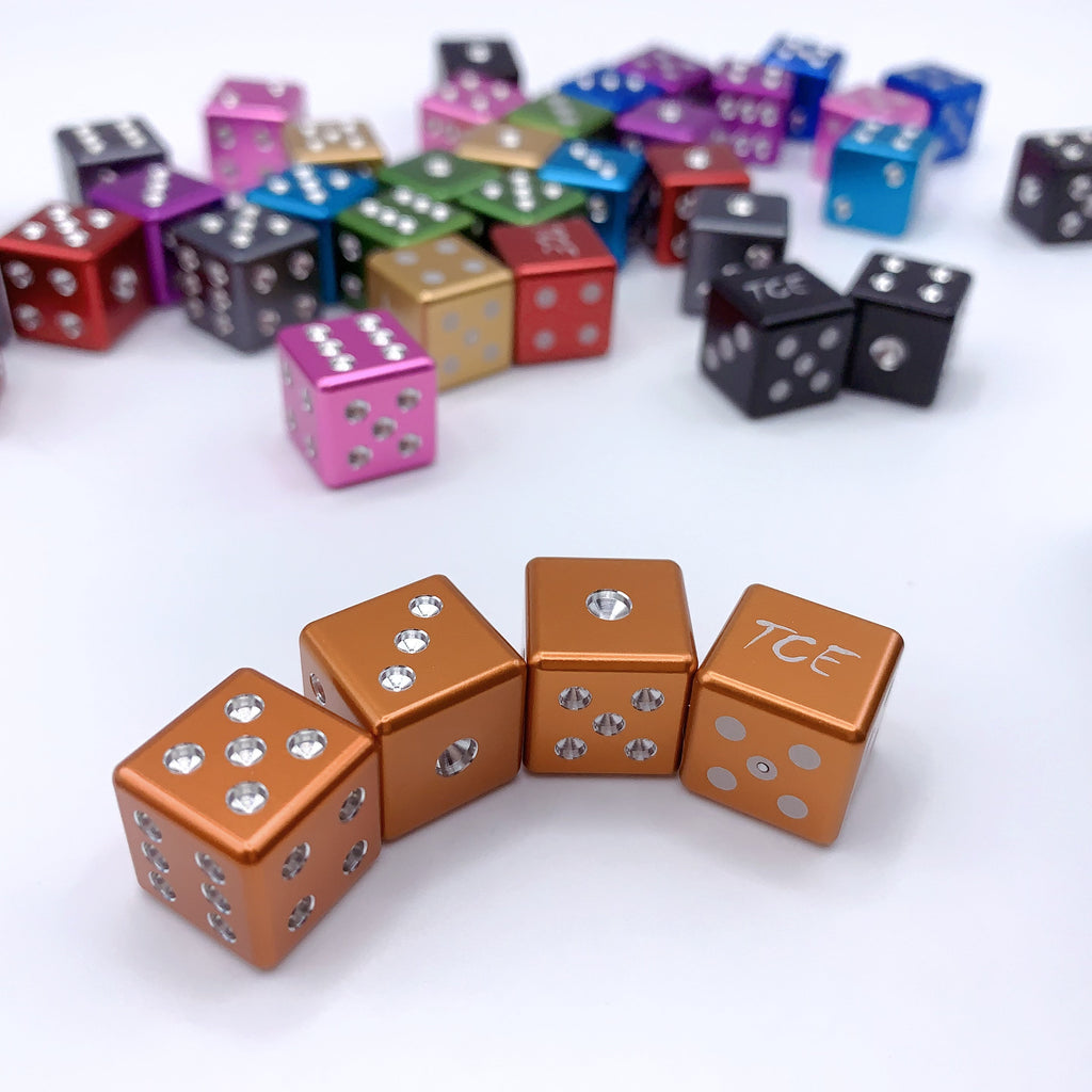 Machine cut Drilled Aluminum Metal D6 Dice Set 4pcs