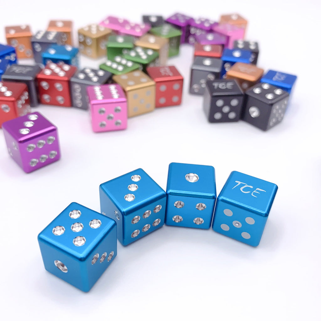 Machine cut Drilled Aluminum Metal D6 Dice Set 4pcs